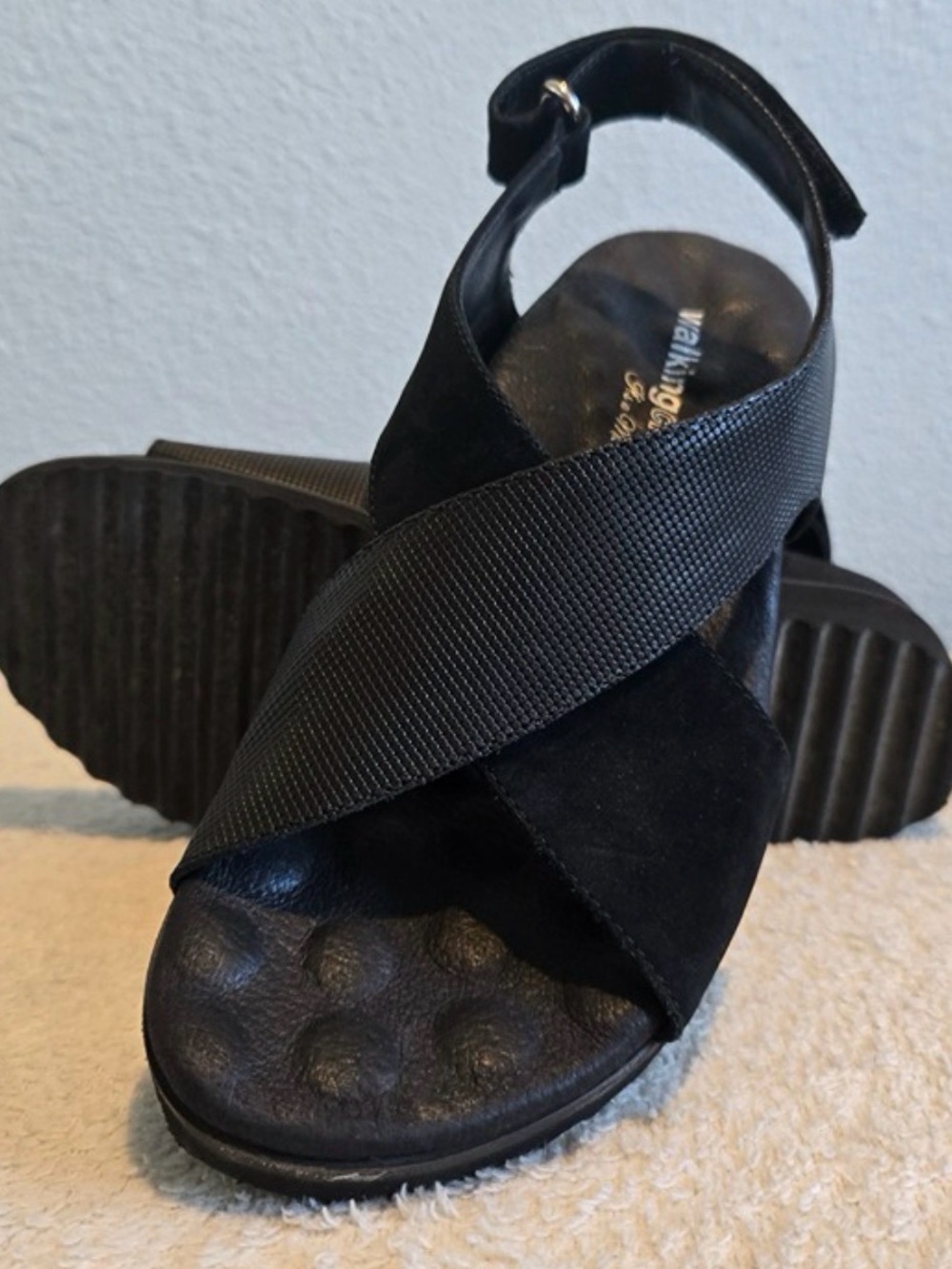 Walking Cradles Black Crisscross Comfort Sandals - Picture 2 of 5